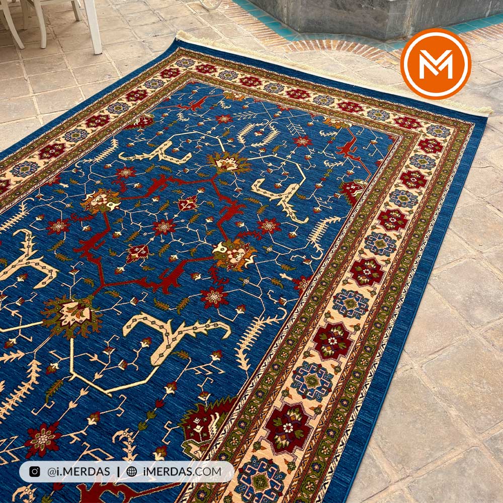 فرش گبه کد 119 قشقایی زمینه آبی نفتی